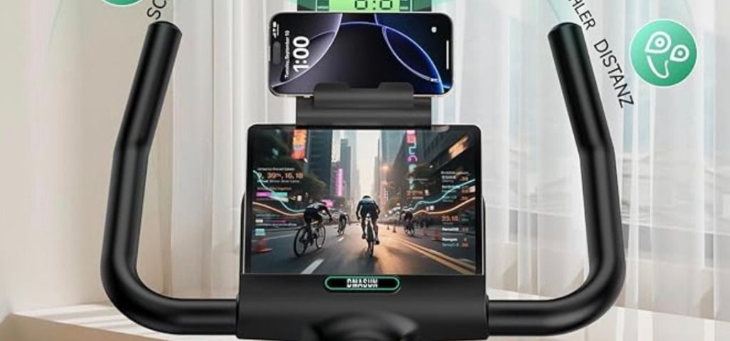 Dmasun Upgraded Heimtrainer Fahrrad (0-100% Widerstand, LCD-Display,  Tablet-Halterung, bis 160 kg) fr 189,99 (statt 240)
