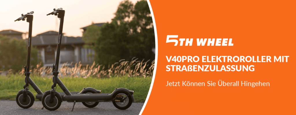 5th Wheel V40 Pro E-Scooter mit Straßenzulassung (ABE, 400W Motor, 40km