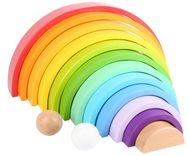 Small Foot Bausteine "Regenbogen XL" aus Holz (12 teiliger Bogen mit 2 Kugeln, ab 1 Jahr) für 15€ inkl. Prime Versand (statt 35€)