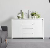 Modern Living Sideboard ''Larios'' in Weiß o. Eiche(143/91/40 cm) für 185€ inkl. Versand (statt 519€)