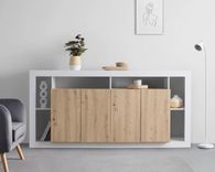 Modern Living Sideboard Amarito in Weiß HG/Eiche Artisan für 459€ bei Abholung (statt 756€)