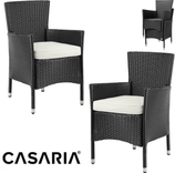 Casaria Polyrattan Gartenstuhl 2er-Set in Schwarz/Creme für 94,95€ inkl. Versand (statt 130€)