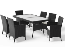Casaria Polyrattan Garten-Sitzgruppe Nizza 7-tlg. in Schwarz mit Milchglas für 365,95€ inkl. Versand (satt 469€)