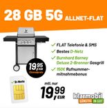 Burnhard Barney Deluxe 2-Brenner Gasgrill (19,95€) + klarmobil Telekom Allnet- und SMS-Flat mit 28GB 5G für 19,99€ mtl. + 150€ RNM-Bonus!