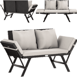 Casaria Polyrattan Gartenbank Schwarz/Creme (176x56x81cm) für 105,95€ inkl. Versand (statt 118€)