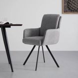 Bessagi Home Armlehnstuhl Marie Grau Webstoff Drehbar Gepolstert für 89€ inkl. Versand (statt 126€) 