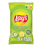 Lay's Sour Cream & Onion – Knusprig gewürzte Kartoffelchips  (9 x 150 g) für 10,49€ inkl. Prime Versand (statt 15€)
