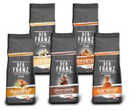 5x 500g Der-Franz Kaffee Pack - ganze Bohne, aromatisiert (1x Haselnuss, 1x Vanille, 1x Schokolade, 1x Zimt, 1x Karamell) für 22,13€ inkl. Prime Versand (statt 40€)