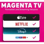 Telekom MagentaTV MegaStream mit über 180 Sender (inkl. RTL+, Apple TV, Netflix, Disney+) für 6 Monate Gratis (Danach: 30€ pro Monat) + 50€ Cashback (keine AG!) - effektiv 20,42€ mtl.