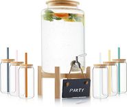 Sänger Bowle Set mit Glas Strohhalmen und Gläsern und Deckel aus Holz (7,8 Liter) für 37,99€ inkl. Prime Versand (statt 50€)