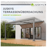Juskys Terrassendach Jakarta - 4 x 3 m mit Schiebedach mit Polycarbonat-Doppelstegplatten für 1.005,94€ inkl. Versand (statt 1.499€)