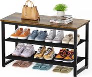 Homidec Schuhregal mit 3 Ebenen, Schuhbank mit Holzplatte, Schuhregal mit Sitzbank für 26,99€ inkl. Prime Versand (statt 30€)