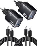 Iniu 2er Pack 30W USB-C Ladegeräte inkl. Kabel (USB-C + USB-A, GaN) für 10,19€ inkl. Prime Versand (statt 20€)