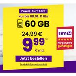 sim24 Tarif Angebote - z.B. 60GB (bis zu 100 MBit/s) Allnet- und SMS-Flat für 9,99€ mtl. 
