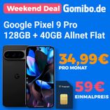 (Letzte Chance!) Gomibo Weekend Deal: Google Pixel 9 Pro mit 128GB (59€) + freenet Telekom Allnet- und SMS-Flat mit 40GB 5G (50 Mbit/s) für 34,99€ mtl. + 150€ RNM-Bonus!