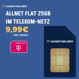 Handyhelden: Telekom 25 GB 5G Allnet Flat für 9,99€ mtl. (mtl. kündbar oder 24 Monate)
