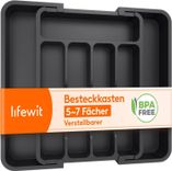 Lifewit verstellbarer Besteckkasten (5-7 Fächer, ca. 31cm tief) für 4,73€ inkl. Prime Versand (statt 13€)