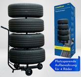 Goodyear Felgenbaumwagen für 4 Reifen (fahrbar, mit Schutzhülle, Tragkraft bis zu 100 kg, Reifenbreite bis 255 mm) für 34,99€ (statt 67€)