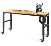 Vevor Höhenverstellbare Werkbank (122 x 51 cm, 720 kg Traglast, 79–104 cm Höhe, mit Steckdosenleiste, Eichenplatte, Rollen & Bremsen) für 125,08€ (statt 140€)