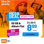 sim.de: Allnet-Flat Tarife zu super Preisen! - z.B. 50 GB 5G Tarif (Allnet- & SMS-Flat) für 8,99€ mtl. (jetzt auch mit eSIM)