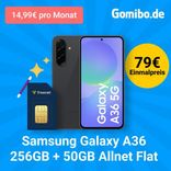 Samsung Galaxy A36 5G 256GB (79€) + freenet (Telekom) Allnet- und SMS-Flat mit 50 GB für 14,99€ mtl. (keine AG, 150€ Wechselbonus)