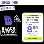 BIGSIM: 5G Tarife zu guten Konditionen mit Allnet Flat - z.B. 50 GB im Telefonica Netz für 8,99€ mtl. (inkl. 3x 10GB Datenbooster & 3 Frei-Monate)