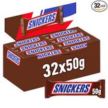 32 x 50g Snickers Schokoriegel, Karamell & Erdnüsse, Vollmilch Schokolade, Großpackung für 14,17€ inkl. Versand (statt 19€)
