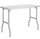 VEVOR Edelstahl Arbeitstisch 61x91x95 Cm – Höhenverstellbare Regale, Rollbar, Für Küche & Gastro