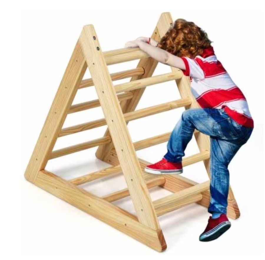  Costway Kletterdreieck aus Holz (max. Belastbarkeit 60 kg, Abmessungen 
