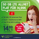 Mobilcom Debitel Allnet-Flat mit 50 GB LTE im Vodafone Netz für nur 14,99€ mtl. (eSIM, VoLTE, WiFi-Calling)