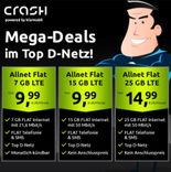 Crash 7 GB LTE im Vodafone-Netz ab 9,99€ mtl. - z.B. (7GB LTE, Allnet-Flat, SMS,Flat, monatlich kündbar) für 9,99€ mtl.