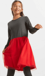 bonprix Mädchen Jerseykleid mit Tüll in Rot für 9,94€ inkl. Versand (statt 14€)
