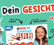 Aktion: Dein Gesicht auf Kinder Schokolade mit deinem Name, Gesicht, Geburtsjahr und deiner Botschaft
